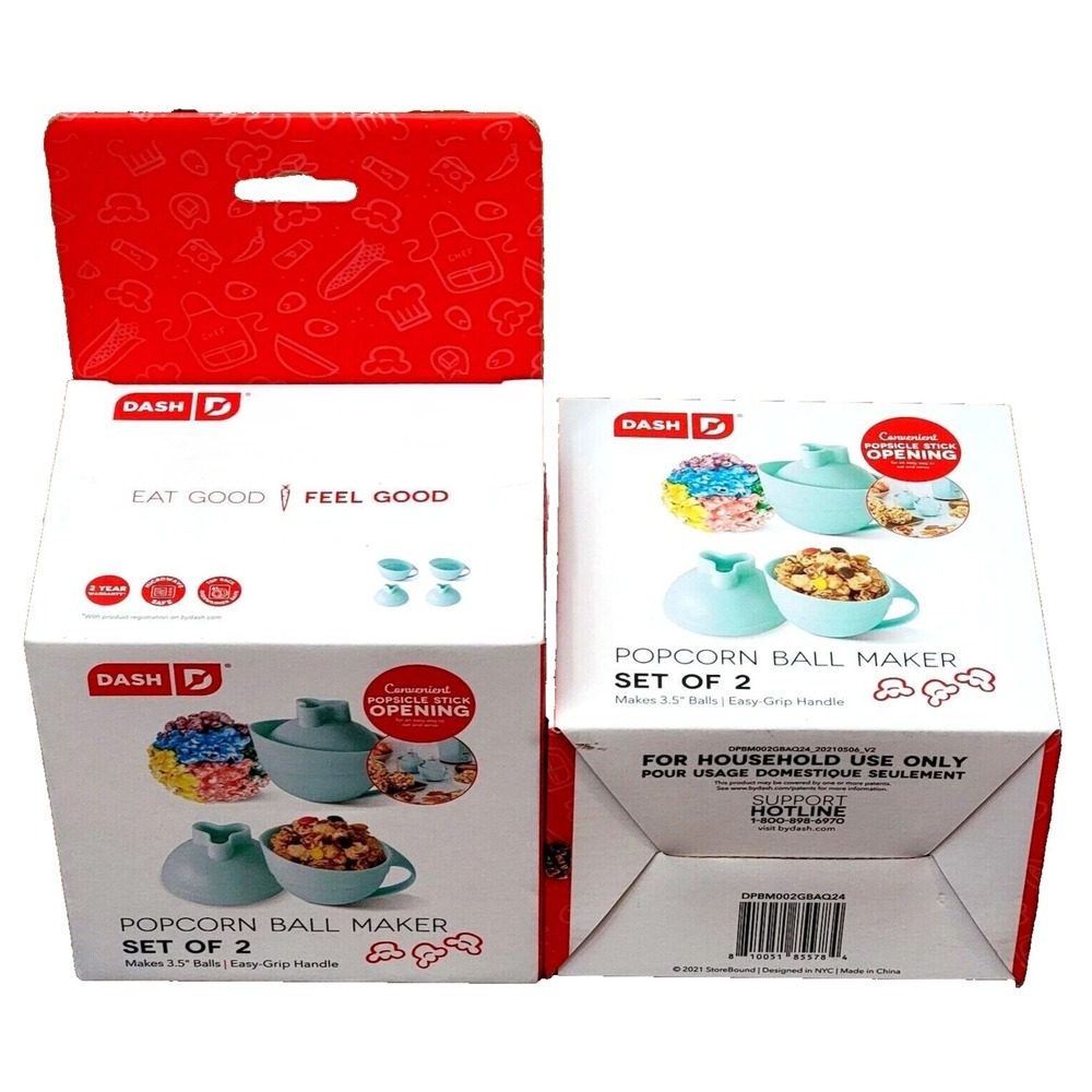 DASH Popcorn Ball Maker - Aqua - Set of 4/Easy Grip Handle / Brand New In Box
